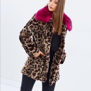 Unreal Fur Ocelot Coat in Orchid